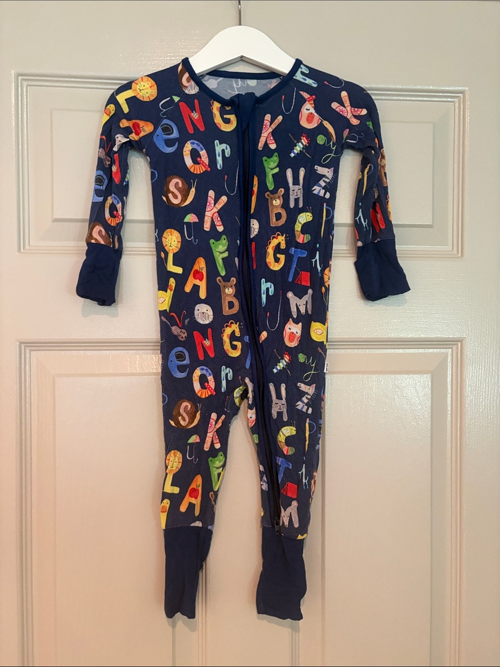 Little Sleepies Navy Alphabet & Animal Print Footie
